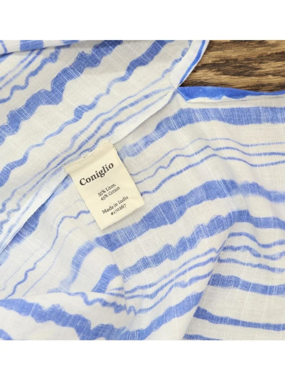 NWT Coniglio Palm Beach Linen Blend Short Sleeve Shirt Wiggle Blue